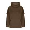 thumbnail image 5 of Htigea Oversized Hoodies for Women Cozy Fleece Hooded Sweatshirts Multi Pocket Long Sleeve Pullover Fall Winter Tops Coffee S, 5 of 6