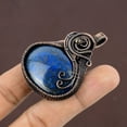 thumbnail image 3 of Natural Lapis Lazuli Gemstone Handmade Copper Wire Wrap Pendant 2.24", 3 of 4