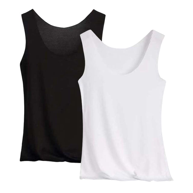 Miqool 2 Pack Débardeurs Grande Taille pour Femmes en Soie Glacée Rafraîchissante Sans Couture Col Rond Sans Manches pour Pyjama
