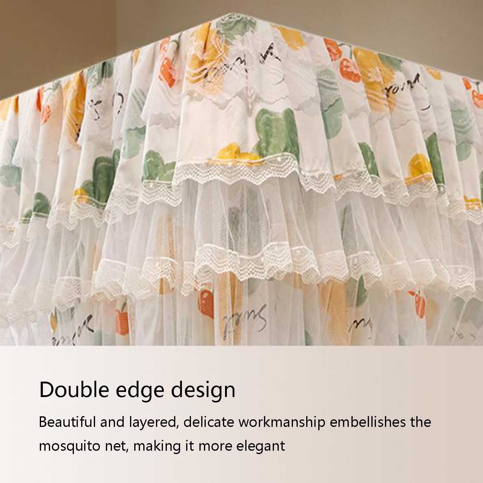 Bed Canopy Curtains,1.2/1.5/1.8M Mosquito Bedding Net Bed Tent Floor-Length Curtain Double Layer-Curtain & Ruffle Mosquito Net Bedroom Decoration