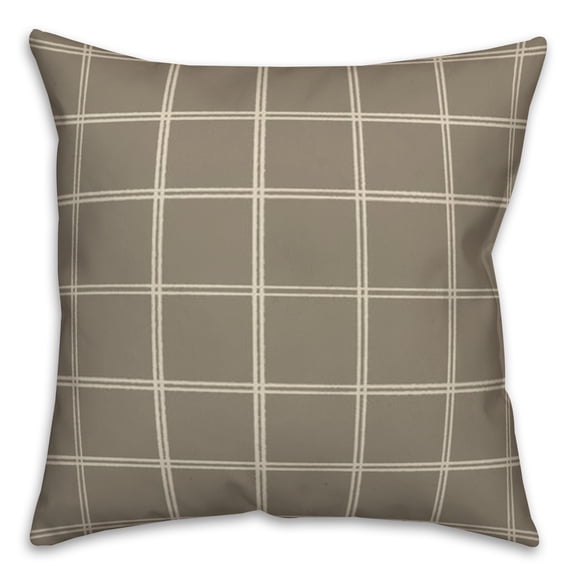 Creative Products Taupe and White Check 18 x 18 Spun Poly Pillow