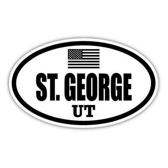 St. George UT Utah Washington County Stealthy Subdued Old Glory US Flag Oval Euro Decal Bumper Sticker 3M Vinyl 3" x 5"