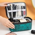 thumbnail image 3 of kaioher Makeup Bag Double Layers Transparent Large Capacity Zipper Geometric Store Cosmetic Colorfast Travel Geometric Cosmetic Bag for Office, 3 of 7