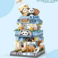 thumbnail image 1 of Panda Pet Coffee Ice Cream Flower Shop Street View Building Blocks Set, DIY Bricks Model House Construction Toy, Creative Educational Gift for Girls Kids Ages 6+, 1 of 6
