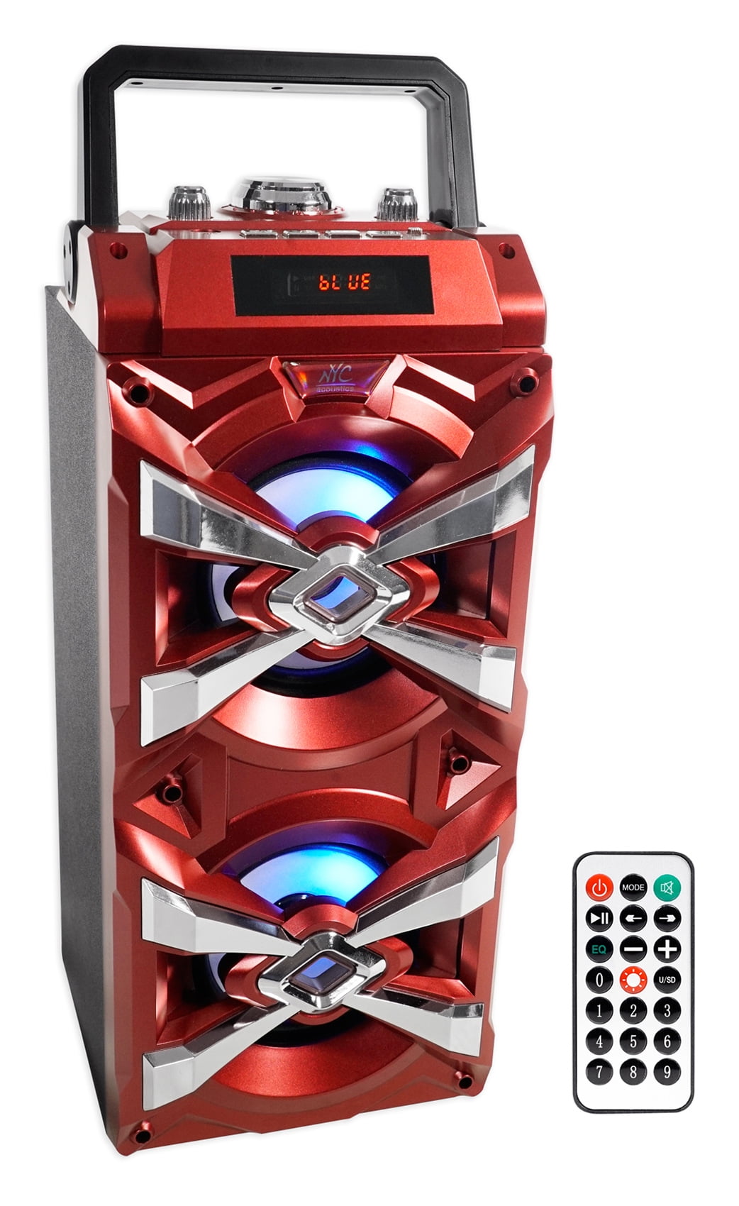 NYC Acoustics X-Tower Dual 4/" Bluetooth Speaker w// Sound Activated LED/'s+Remote