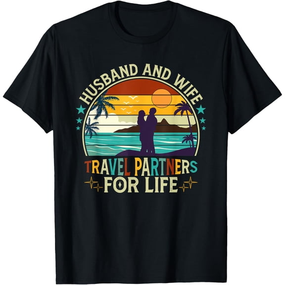 Husband And Wife Travel Partners For Life Beach Vacation T-Shirt