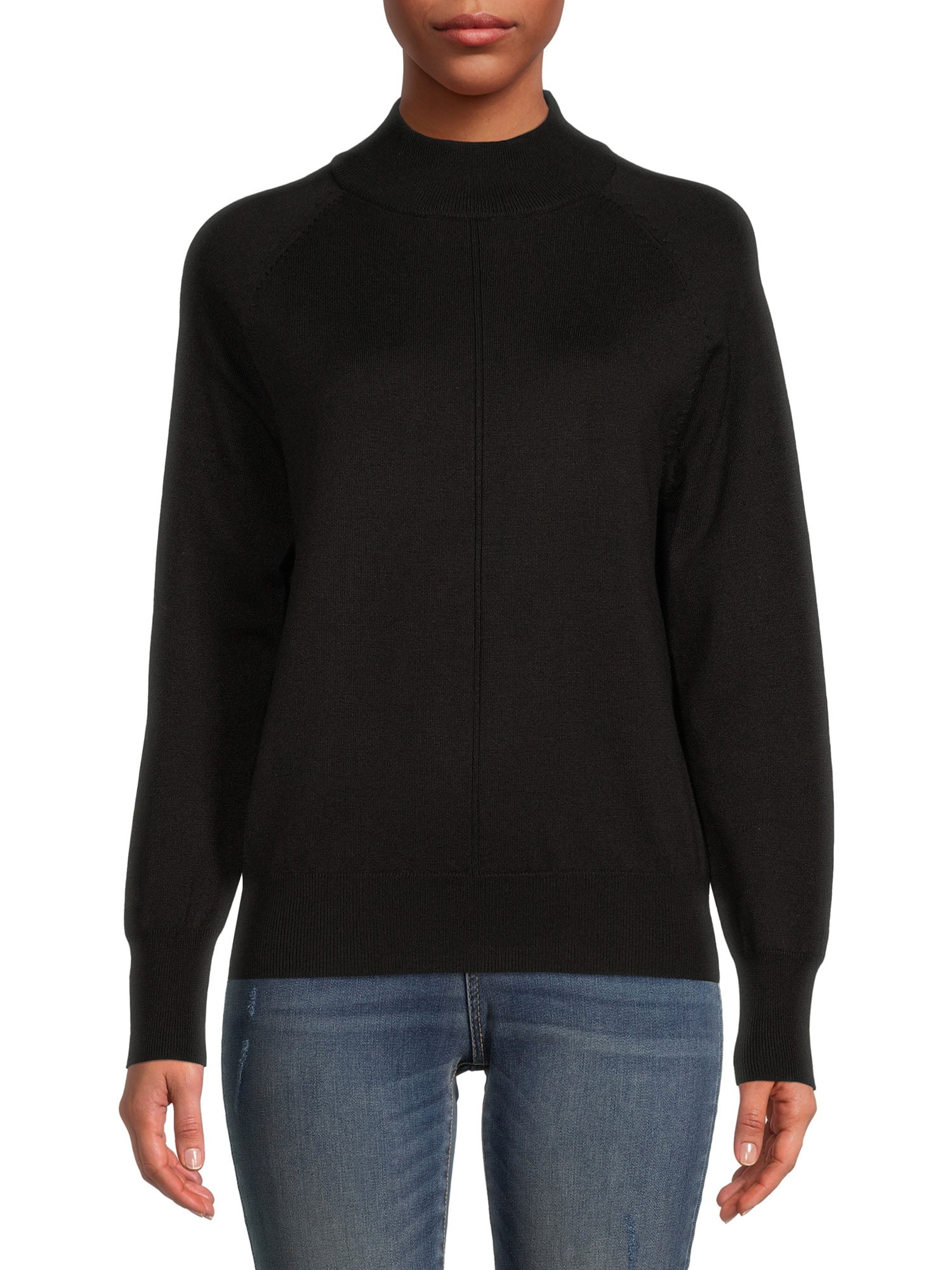 Mock Neck Long Sleeve Sweater - Walmart 
