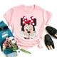 thumbnail image 3 of Camiseta de algodón rosa informal con estampado de dibujos animados de pato Daisy de Disney a la moda de verano, camisetas de cuello redondo, camiseta holgada de manga corta para niña, 3 of 5