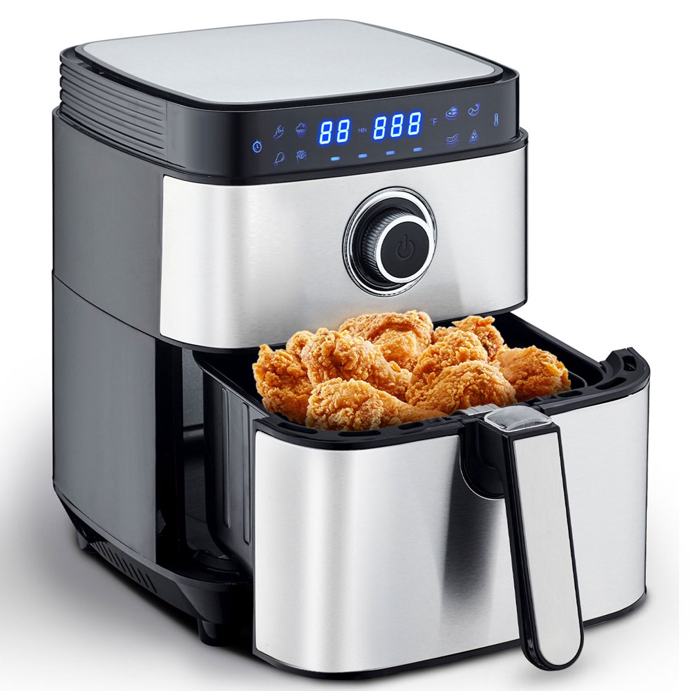 MOOSOO 5.2qt Air Fryer Stainless Steel 8in1 Oilless Air Fryer Oven