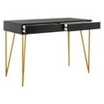 thumbnail image 2 of SAFAVIEH Pine Solid Mid-Century 2 Drawer Desk, Black/Gold, 2 of 9
