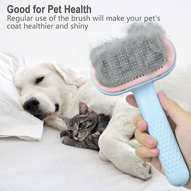 Cat Brush for Shedding and Grooming Self Cleaning Slicker Brush for Short or Long Haired Cats Pet Slicker Brush for Puppy Kitten Dog Massage and Removal of Loose Fur Tangled Hair