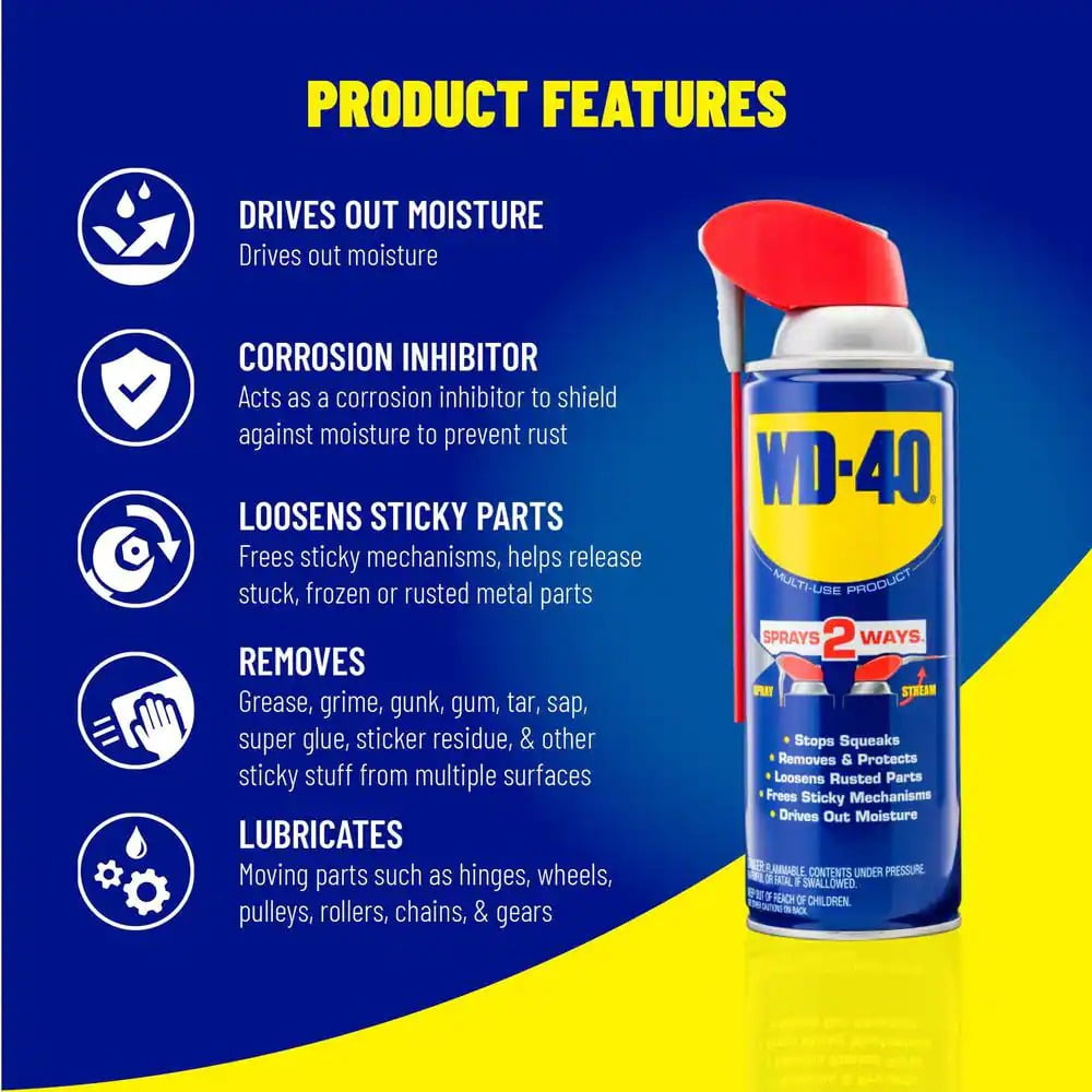 3 Pack - WD-40 Original Formula, Multi-Use Product with Smart Straw Sprays 2 Ways, Stops Squeaks, Protects Against Corrosion, Loosens Rusted Parts, Frees Sticky Mechanisms, Drives Out Moisture, 8 OZ