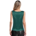 thumbnail image 2 of Yartina Sequin Tops for Women Solid Color Glitter Vest Dressy Tops Evening Party Club Nightclub Green S, 2 of 5