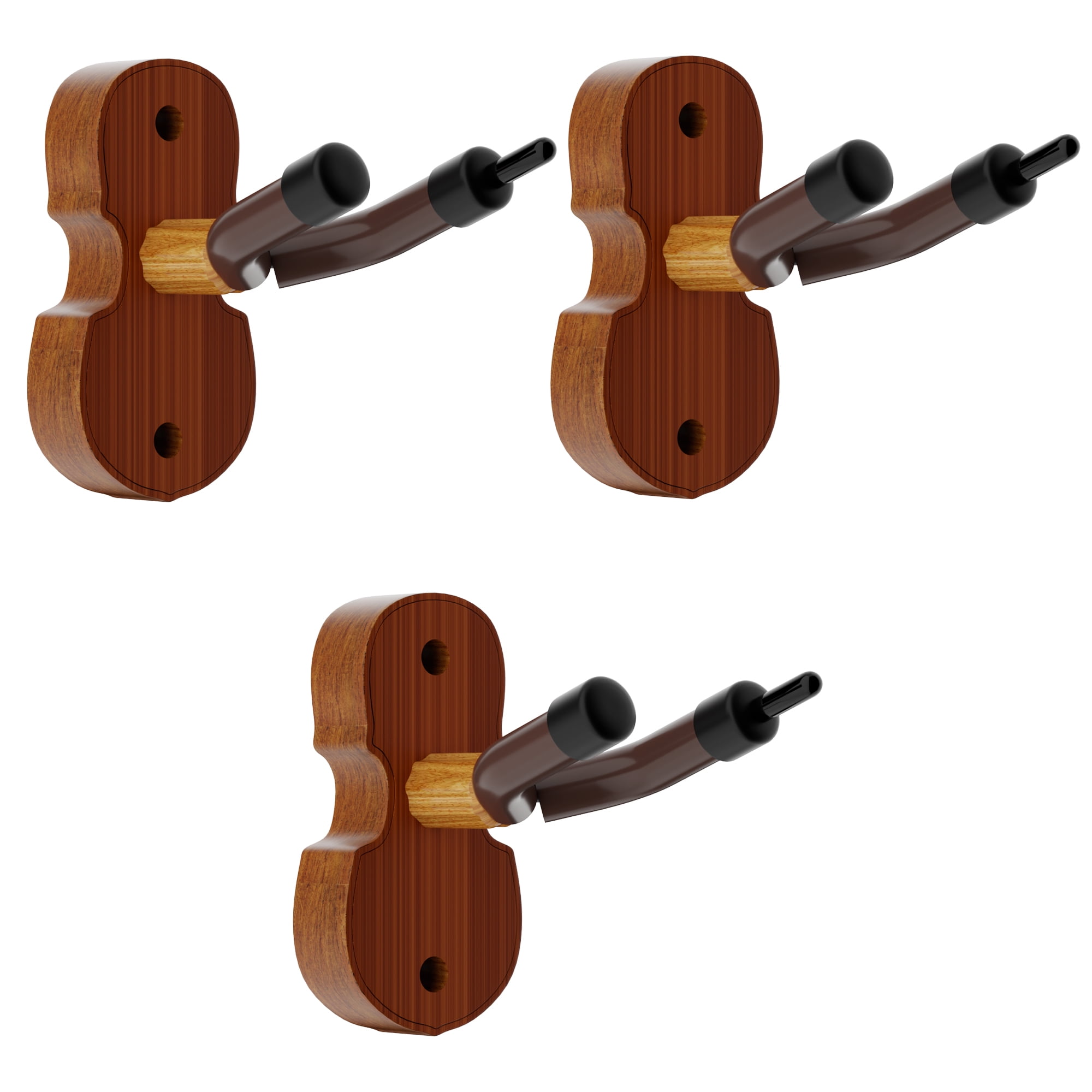 SKERELL 3 Pack Guitar Wall Mounts Brown Musical Instrument Wall Hanger