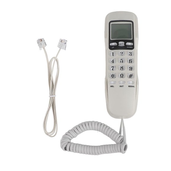 KX-T888CID English White LCD Dispaly Telephone Mini Wall Landline with Dual Caller ID System
