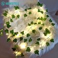 thumbnail image 2 of 2 metros 20LED bombillas de hiedra luces de cadena hoja verde Artificial alimentadas por batería árbol de Navidad guirnalda luces para deshierbe decoración del hogar, 2 of 5