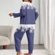 thumbnail image 4 of Conjunto de pantalones y blusa de poliéster para mujer, de manga larga, con estampado de moda, informal, para estar en casa, talla grande, 4 of 4