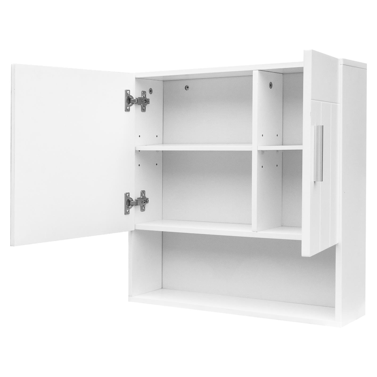GoDecor Wall Storage Cabinet with mirror Doors and Shelf, Mirrored Wall Mounted Medicine Cabinet for Bathroom, White - image 4 of 5