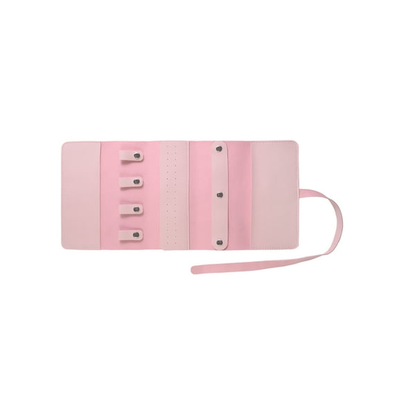 Solutions Adult Female Pink Faux Leather Roll-Up Jewelry Organizer
