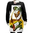 thumbnail image 1 of Beach Kids Apron, Image of Young Man in Hammock and Message in a Bottle at Beach Design, Boys Girls Apron Bib with Adjustable Ties for Cooking Baking Painting, White Green Yellow, by Ambesonne, 1 of 2