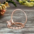 thumbnail image 3 of 2 Carat 7x5mm Emerald Cut Art Deco Morganite 10k Rose Gold Wedding Set Engagement Ring Anniversar Ring Surprisingly, 3 of 5