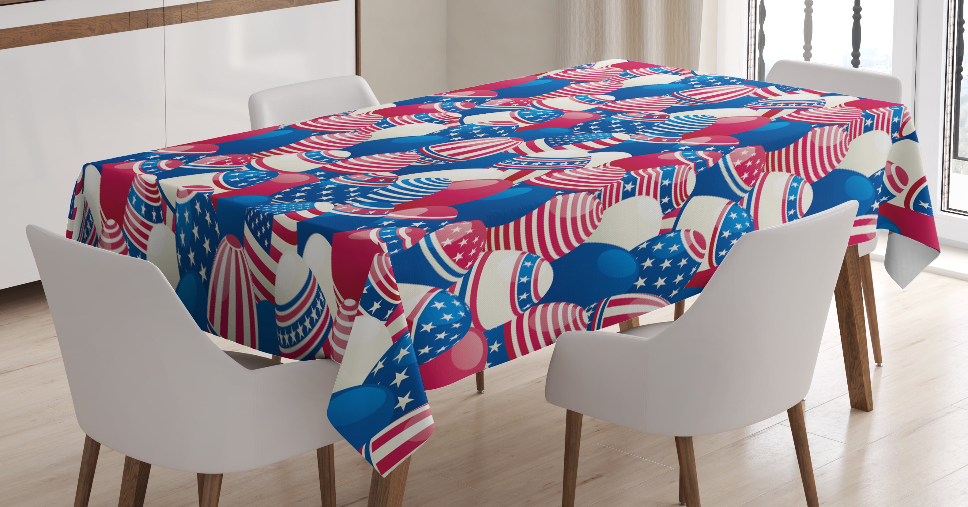 Usa Tablecloth Traditional Easter Eggs With American Flag Pattern Religion Motherland Print Rectangular Table Cover For Dining Room Kitchen 52 X 70