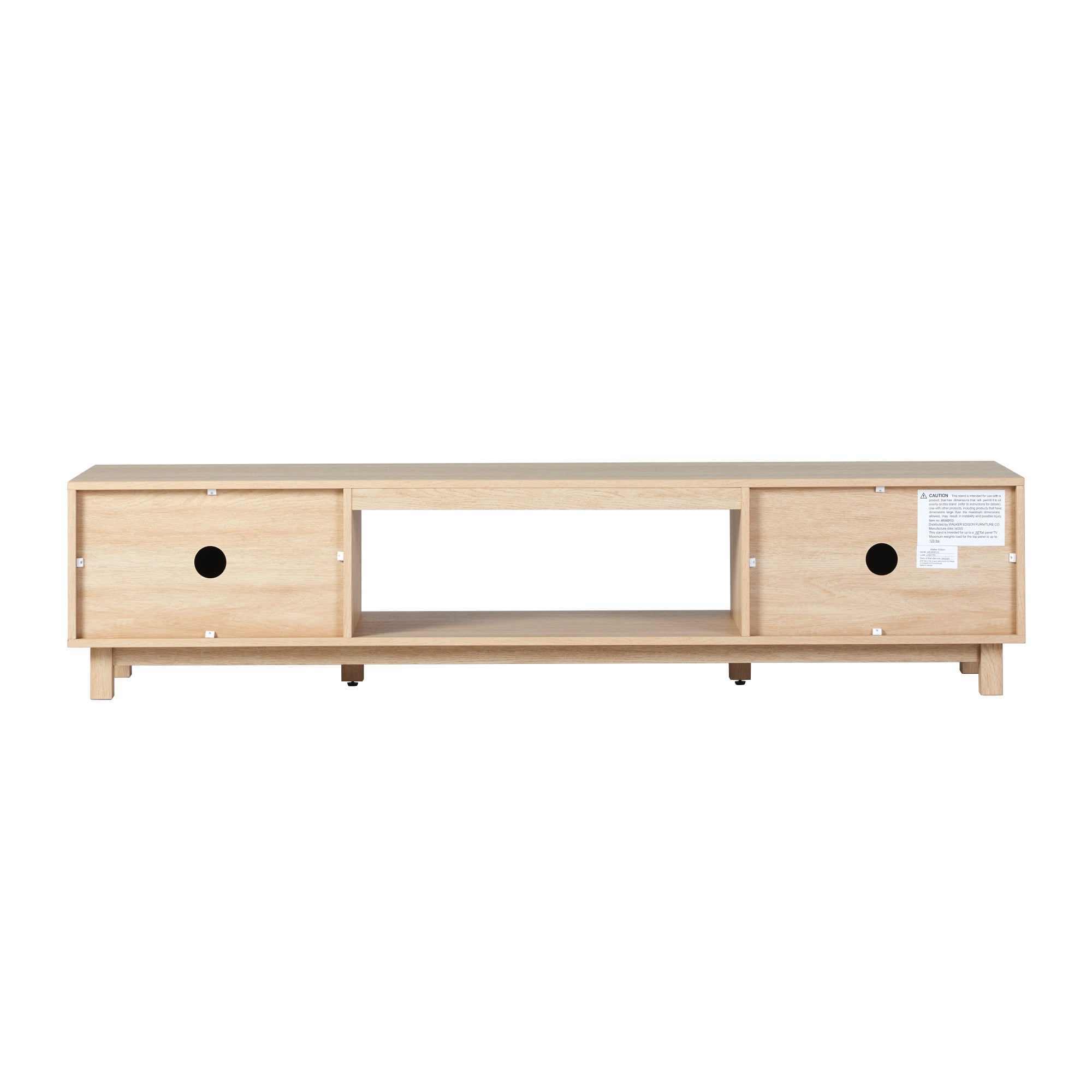 Walker Edison Mid-Century Modern Reeded 2-Door TV Stand for TVs up to 80”, Coastal Oak