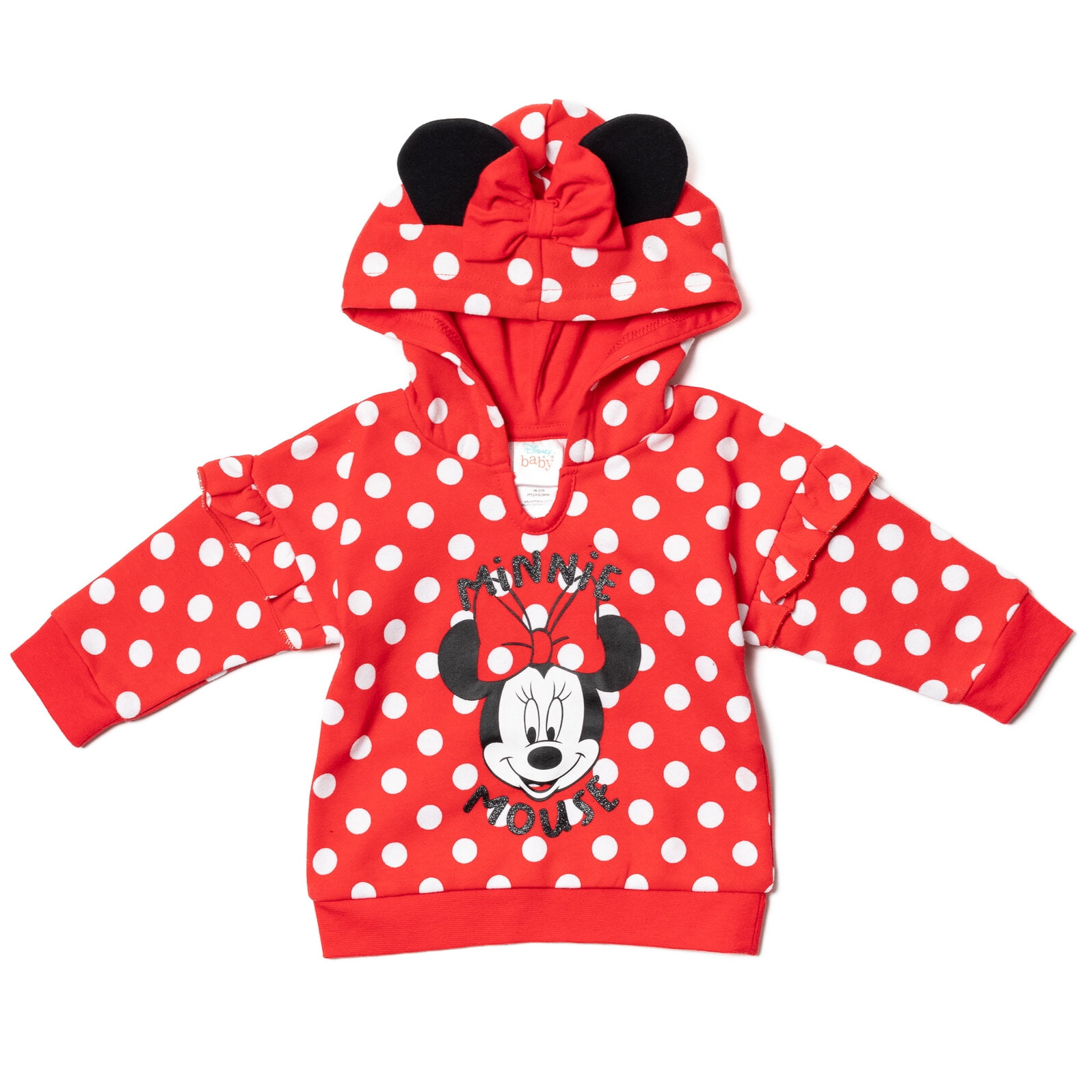 Disney Minnie Mouse Newborn Baby Boy or Girl Cosplay Pullover Fleece Hoodie Bodysuit and Pants 3 Piece Outfit Set Newborn to Infant
