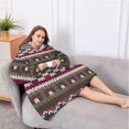 thumbnail image 5 of Oversized Wearable Blanket Hoodie,Boho Red Knitted Ethnic Pattern Sherpa Blanket Hoodie with Super Pockets,Super Warm Fuzzy Pullover for Women & Men, 5 of 6