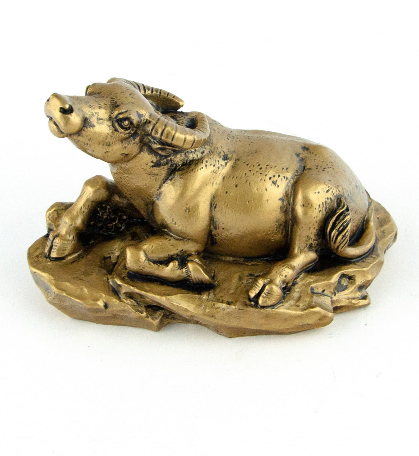Chinese Zodiac Golden Dog Statue Puppy Figurine FengShui Animal Bronze Color 4in 