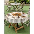 thumbnail image 4 of Outdoor Tablecloth with Umbrella Hole for Patio/Picnic/Party/Camping, Brown Rustic Flower Waterproof Table Cloth Round Cover Washable, Watercolor Retro Floral Leaves Pastoral (Dia 54"), 4 of 9