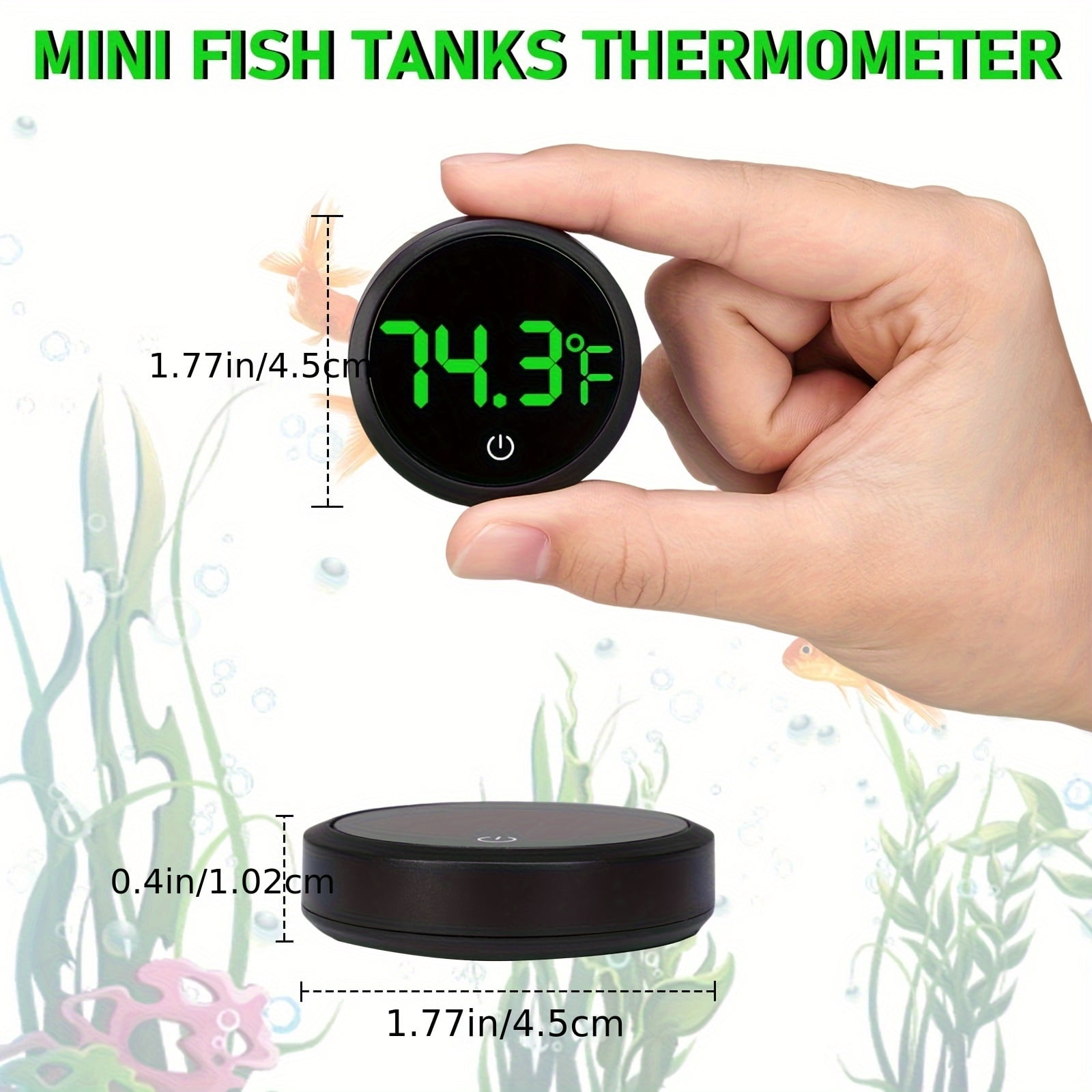 Fish Tank Digital Thermometer, YITUMU Accurate LED Display to ±0.9°F Tank Thermometer Aquarium Temperature Measurement Suitable for Fish, Axolotl, Turtle or Aquatic