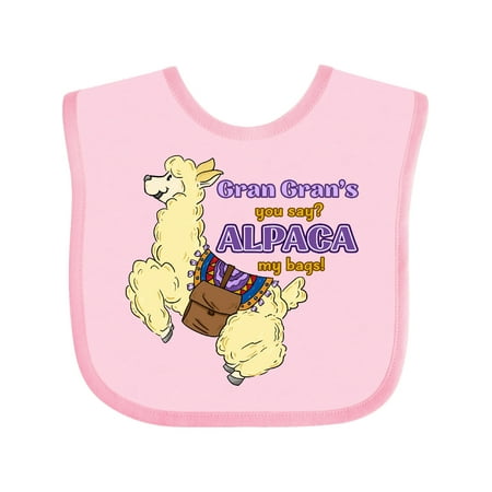 

Inktastic Gran Gran s You Say ALPACA my Bags with Cute Jumping Alpaca Gift Baby Boy or Baby Girl Bib