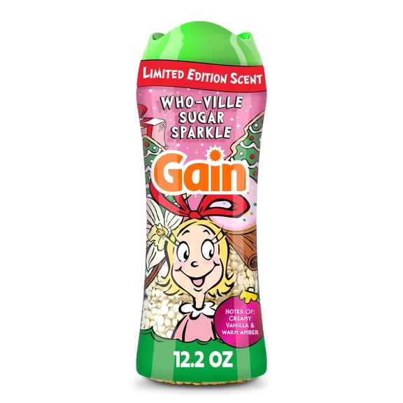 Gain Laundry Scent Beads, In-Wash Scent Booster Odor Protection, Who-Ville Sugar Sparkle, 12.2 oz
