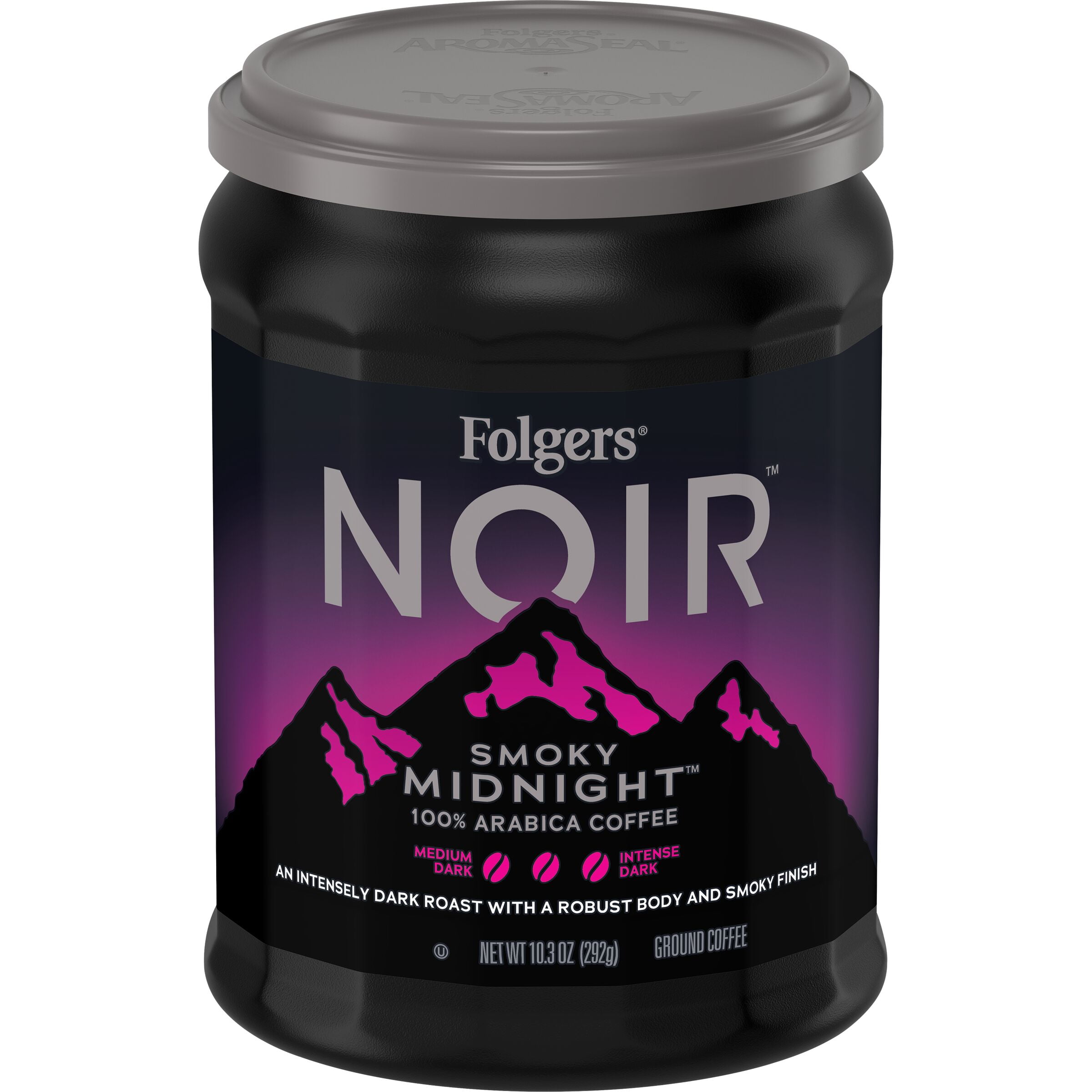 Folgers Noir Smoky Midnight, Dark Roast Ground Coffee, 10.3 oz