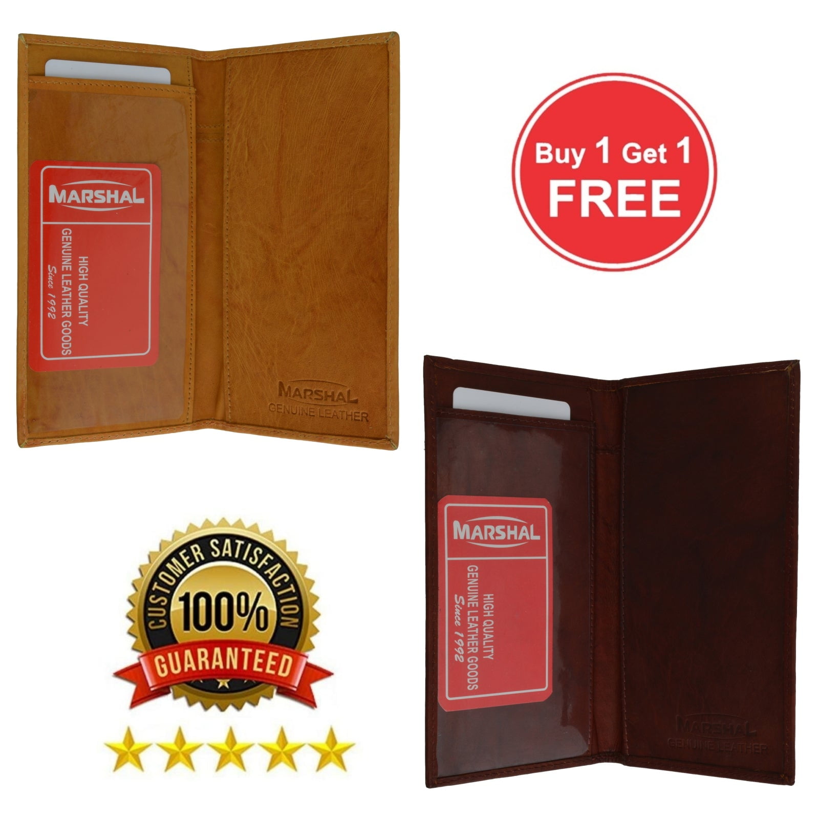 Genuine Leather Basic Checkbook Cover Pen Holder Black Brown Tan