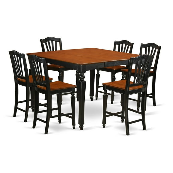 East West Furniture Chelsea 7 Piece High Splat Dining Table Set