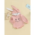 thumbnail image 3 of Suealasg Toddler Baby Girl Easter Romper Clothes 3M 6M 12M 18M 24M Long Sleeve Rabbit Print Bunny Ears Hooded Bodysuit Newborn Spring Easter Animal Jumpsuits, 3 of 8