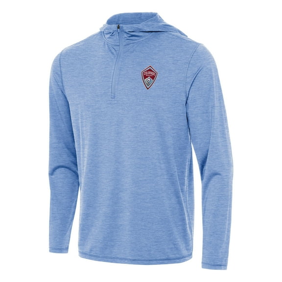 Men's Antigua Heather Powder Blue Colorado Rapids Tidy Quarter-Zip Hoodie
