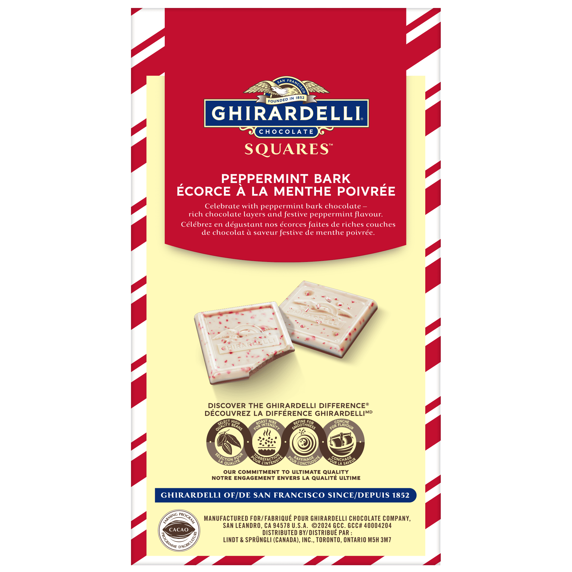 Sachet de carrés d’écorce au chocolat au lait et à la menthe poivrée GHIRARDELLI, 141g GHIRARHELLI SAC MNTHE POIVREE LAIT