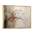 thumbnail image 2 of Designart "Red Leafs Tree Of Grey II" Floral Floater Framed Wall Art Print, 2 of 7