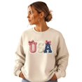 thumbnail image 2 of Ink-Printed USA Coquette Bow Sweatshirt for Women Girls Kids Patriotic July 4th Family Matching Sand Sweatshirt Adult Medium, 2 of 8