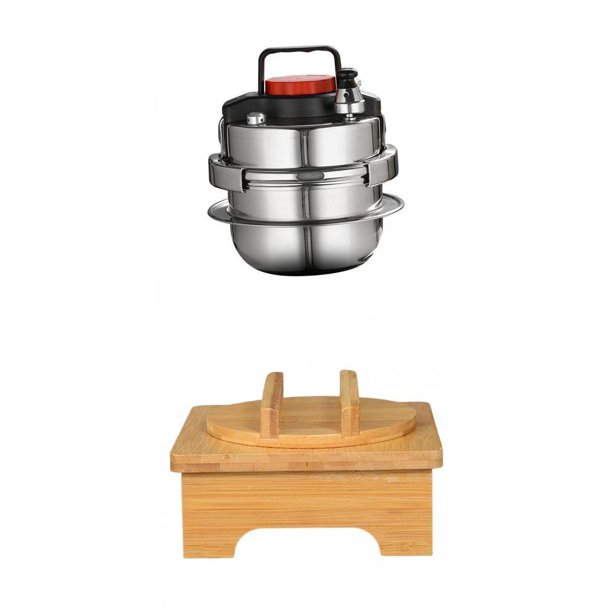 Pressure Cookers,Small Pressure Cookers Stainless Steel Cookware,mini Pressure Cookers camping p canners,Pressure Cookers Hot Pads Wooden table mat ,Hot Pads Wooden table mat Dishes Pot Bowl Cola Ollas a presión