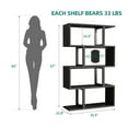thumbnail image 4 of 5-Tier S-Shaped Bookshelf, Geometric Bookcase Wooden Z-Shelf Storage Modern Open Shelving, Freestanding Display Bookshelf for Living Room Home Office, Black, 4 of 7