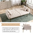 thumbnail image 5 of FFH Convertible Futon Sofa Bed, Velvet Upholstered Sleeper Sofa Loveseat, Beige, 5 of 8