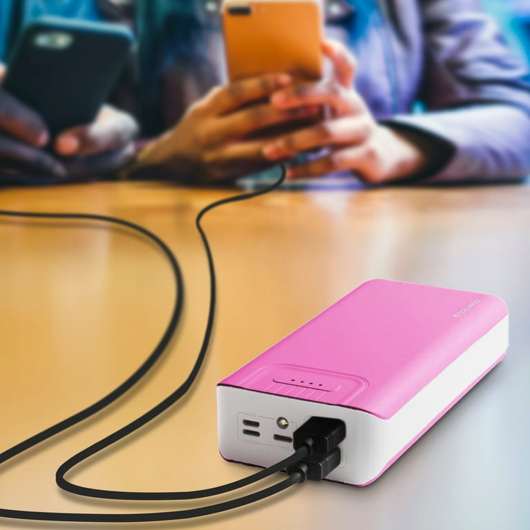 Aduro Power Bank 30,000mAh Battery Pack with Dual USB LED Indicator Pink 