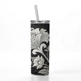 thumbnail image 2 of White Damask On Black 20oz Insulated Water Bottle Skinny Tumbler Includes Straw, 2 of 7