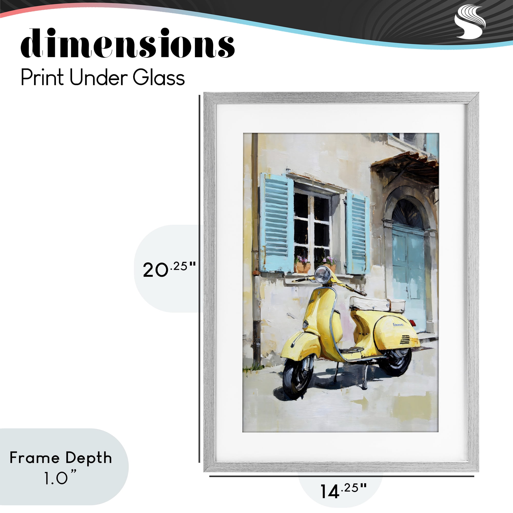 Stupell Industries Sunny Day Scooter Ride Gray Framed Print Under Glass, design by Petal Prints Design