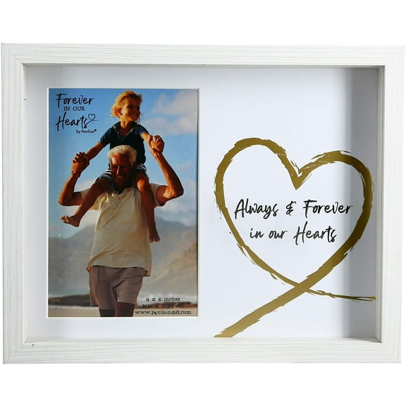 Pavilion Gift Company Always & Forever in Our Hearts 7.5x9.5 Inch Easel Back Vertical Picture Frame, Gold