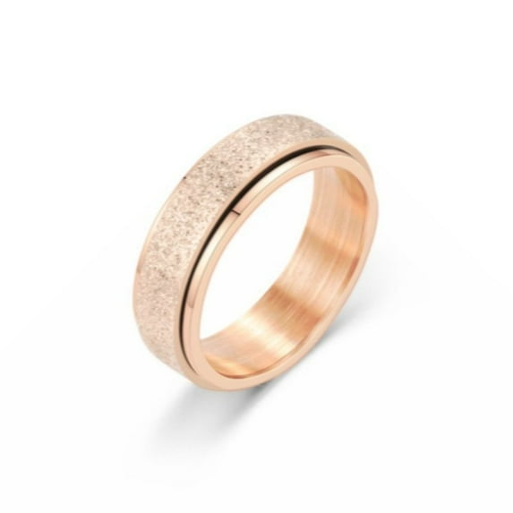 Gold Color Comfortable Creative Gift Stylish Ring Design Stainless Steel Rings Effective Body Detoxification for Anxiety Frostaly Potassium Ion Spinning Ring ROSE GOLD 8